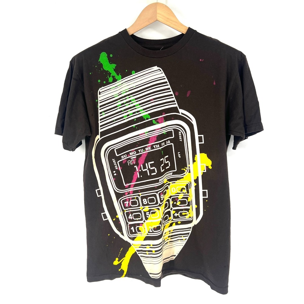 Vintage‎ Y2K Five Crown Crewneck T-Shirt Mens Size M Brown Retro Watch Graphic